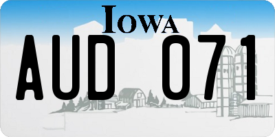 IA license plate AUD071