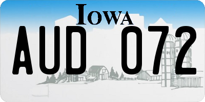 IA license plate AUD072