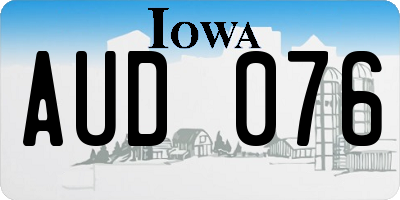 IA license plate AUD076