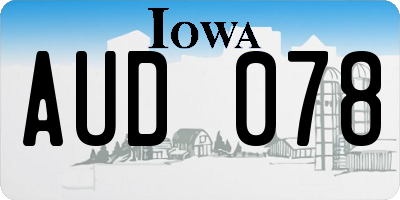IA license plate AUD078