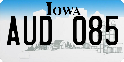 IA license plate AUD085