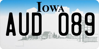 IA license plate AUD089