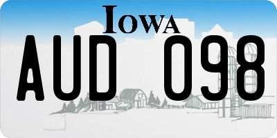 IA license plate AUD098