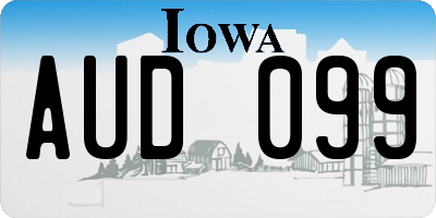 IA license plate AUD099