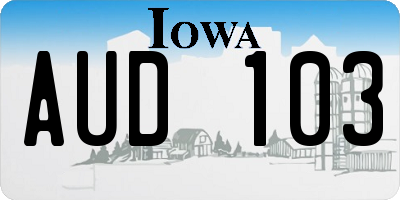 IA license plate AUD103