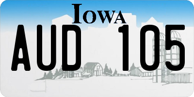 IA license plate AUD105
