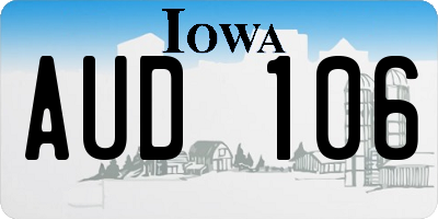 IA license plate AUD106