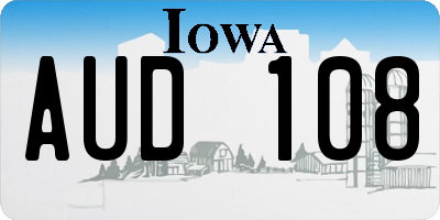 IA license plate AUD108