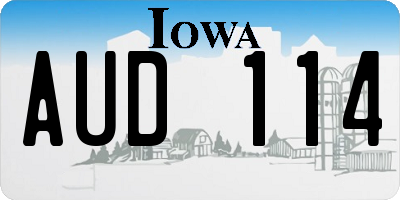 IA license plate AUD114