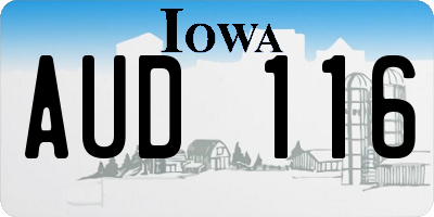 IA license plate AUD116