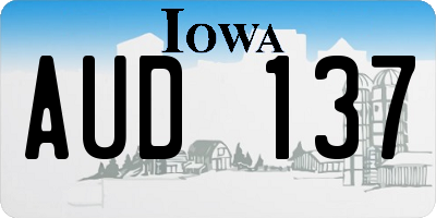 IA license plate AUD137