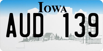 IA license plate AUD139