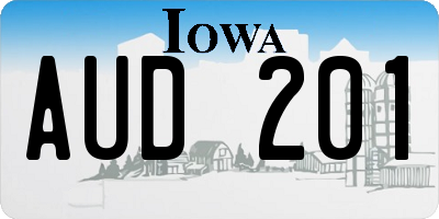 IA license plate AUD201