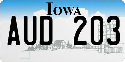 IA license plate AUD203