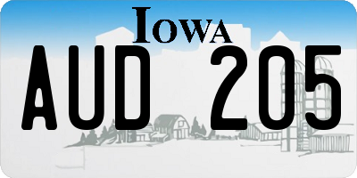 IA license plate AUD205