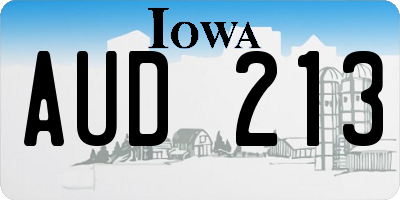 IA license plate AUD213