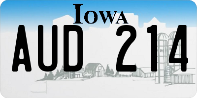 IA license plate AUD214