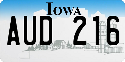 IA license plate AUD216