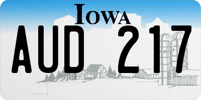 IA license plate AUD217