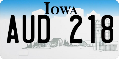 IA license plate AUD218