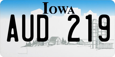 IA license plate AUD219