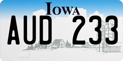 IA license plate AUD233