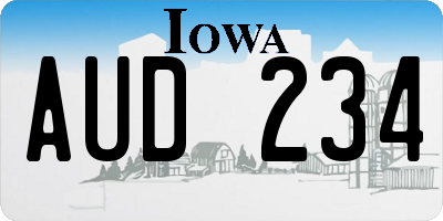 IA license plate AUD234