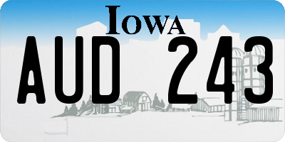 IA license plate AUD243