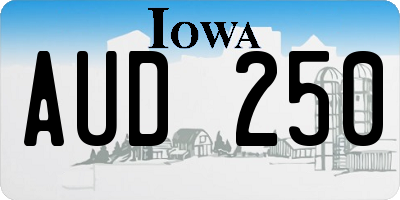 IA license plate AUD250