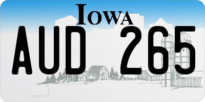 IA license plate AUD265