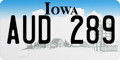 IA license plate AUD289