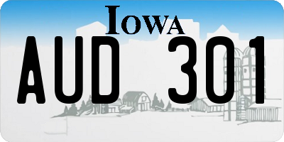 IA license plate AUD301