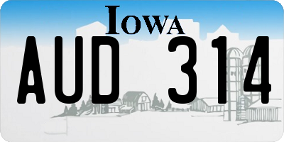 IA license plate AUD314