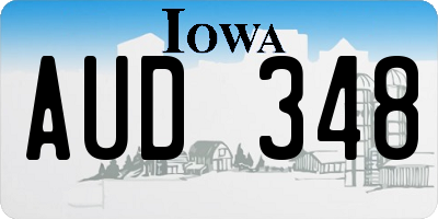 IA license plate AUD348