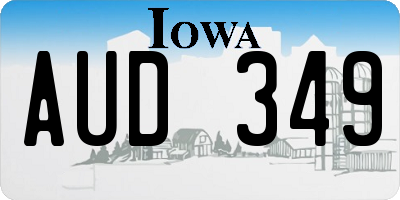 IA license plate AUD349