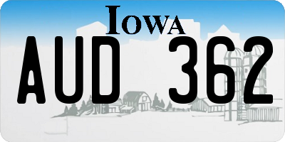 IA license plate AUD362
