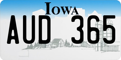 IA license plate AUD365