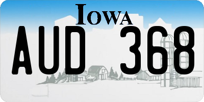 IA license plate AUD368