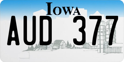 IA license plate AUD377