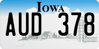 IA license plate AUD378