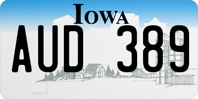 IA license plate AUD389