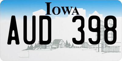 IA license plate AUD398