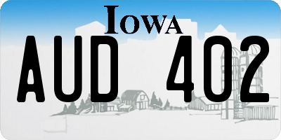 IA license plate AUD402