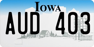 IA license plate AUD403
