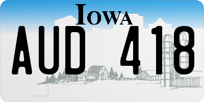 IA license plate AUD418