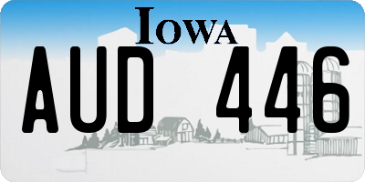 IA license plate AUD446