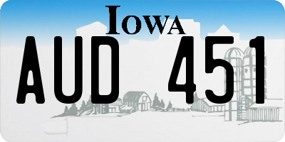 IA license plate AUD451