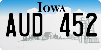 IA license plate AUD452
