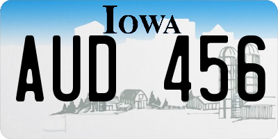 IA license plate AUD456