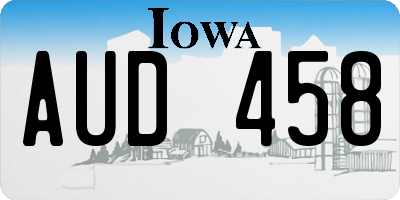 IA license plate AUD458